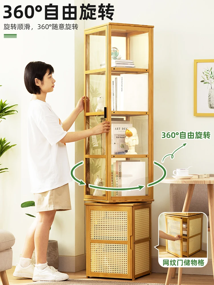 Estantería giratoria de esquina, estantería montada en el suelo, almacenamiento simple de madera maciza multicapa para dormitorio en familia - imagen 3