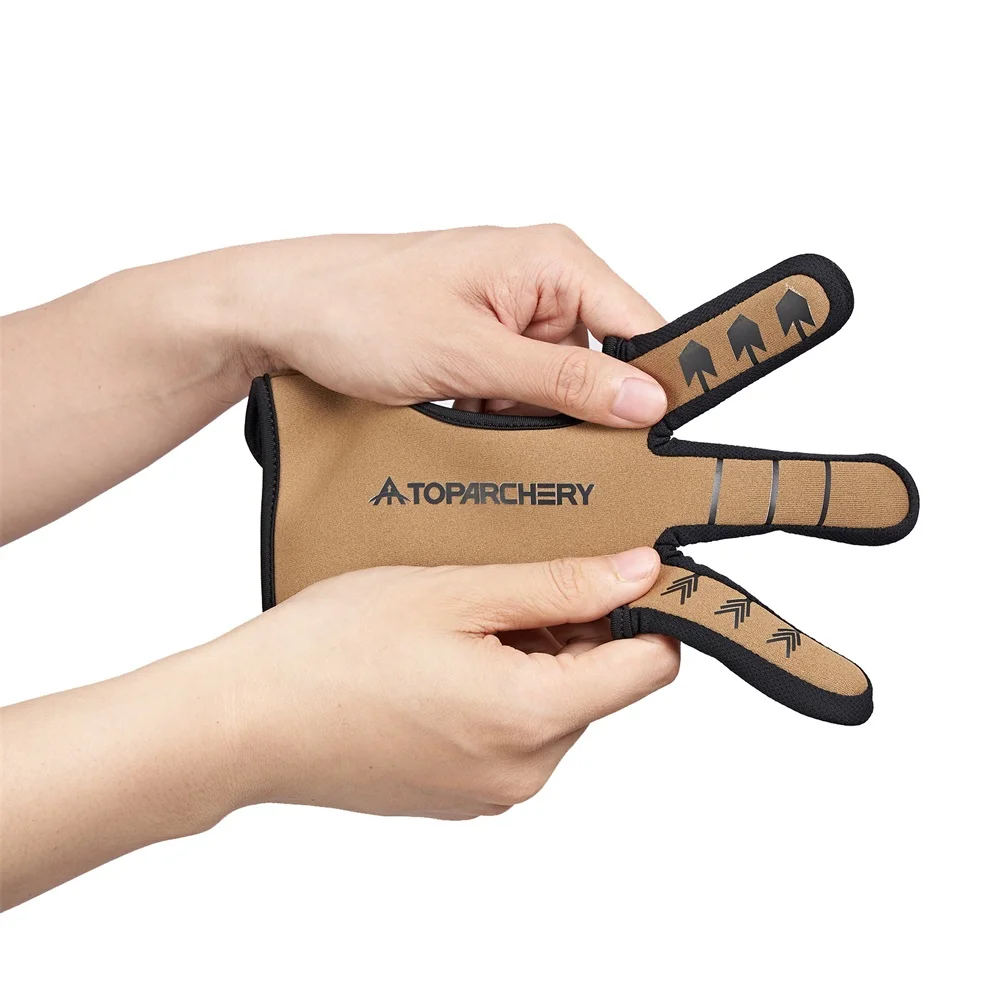 Guante de tiro con arco, protector de tres dedos, guantes de tiro, pestaña para hombres, mujeres, adultos, jóvenes, principiantes, arco recurvo, accesorios de caza - imagen 2
