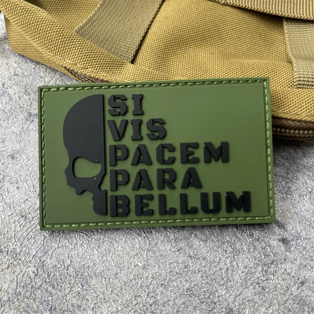 Parche de gancho y bucle de PVC "PACEM AND BELLUM", emblema de calavera táctica, insignia de moral militar, brazalete, ropa, pegatinas para mochila - imagen 3
