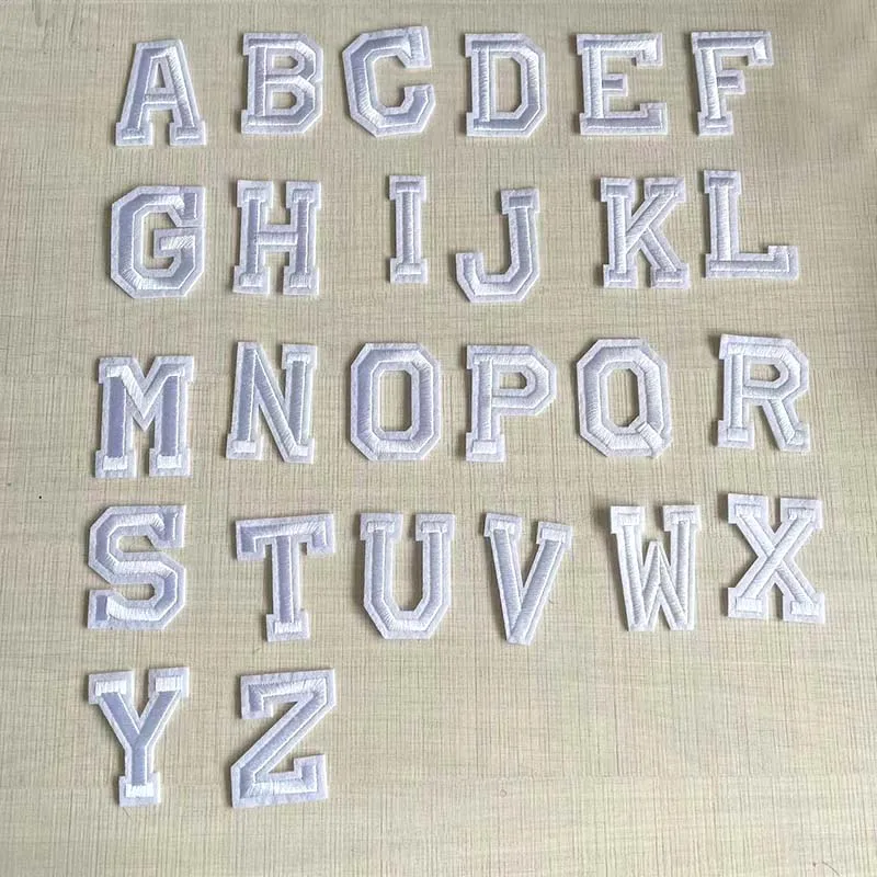 A ~ Z letras del alfabeto inglés, 0 ~ 9 Jersey, insignias de números, pegatinas de ropa, apliques blancos, parches bordados para planchar en la ropa - imagen 3