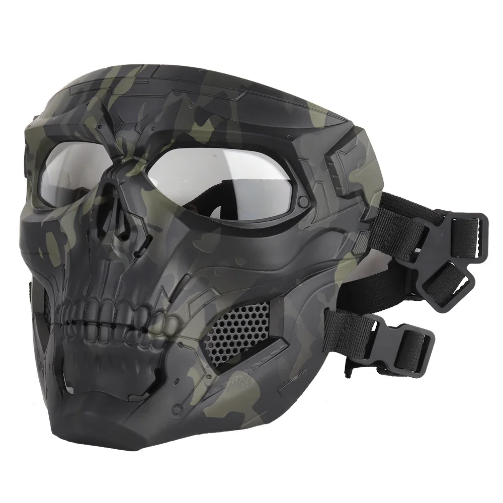 Máscara de fiesta con esqueleto de Calavera, máscaras de cara completa con gafas, suministros para fanáticos, máscara deportiva para Halloween, Paintball, Cosplay de Airsoft - imagen 2