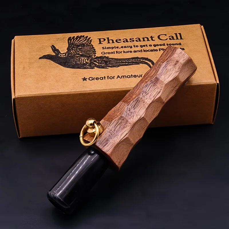 Silbato de madera de nogal para llamadas de cuervo con llavero en tono dorado, ideal para llamadas de juegos al aire libre, entrenamiento de aves y atraer faisán - imagen 3