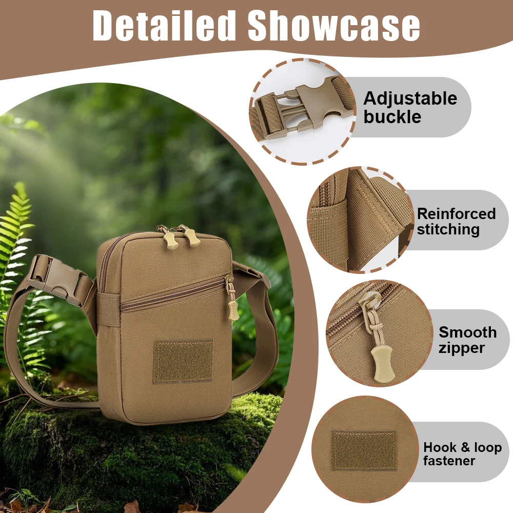 Bolso cruzado táctico, bolsa de pecho para exteriores, bolsa de herramientas de utilidad EDC con correa de hombro ajustable para caza, Camping y senderismo - imagen 2