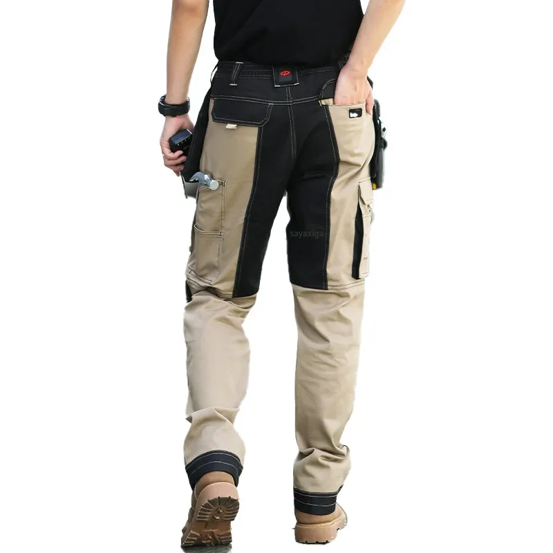 Pantalones Cargo para hombre, ropa de trabajo con múltiples bolsillos, rodilleras resistentes al desgaste, para senderismo al aire libre - imagen 3