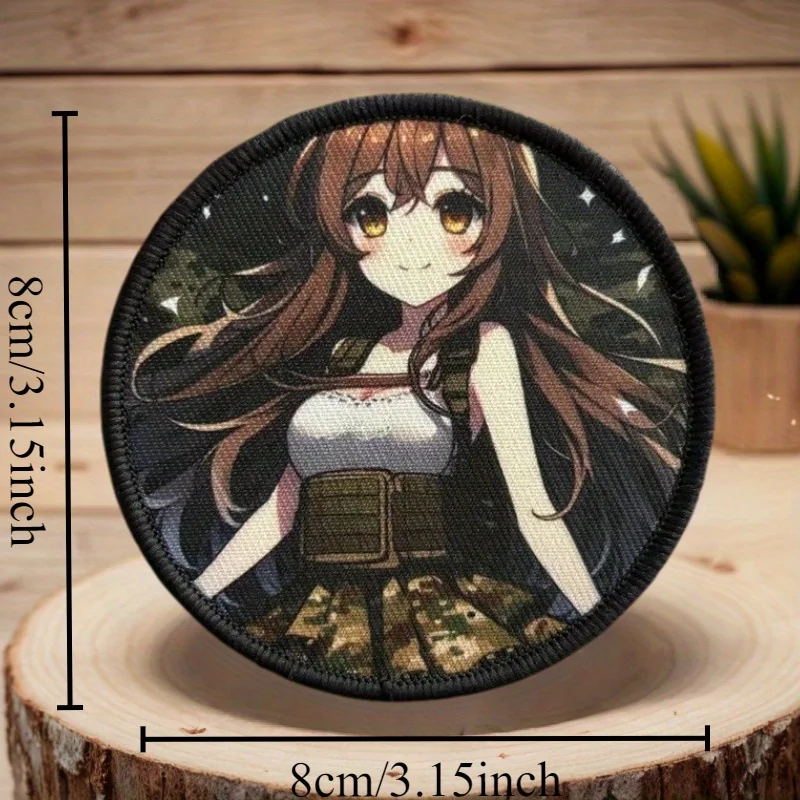 Anime Girl Printing Patch Beauty Morale Badge  Hook&Loop Tactical Military Backpack Armband Hats Stickers Patches for Clothing - imagen 2