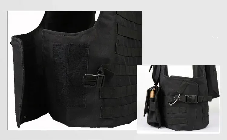 Un chaleco negro y una bolsa con una cremallera dorada