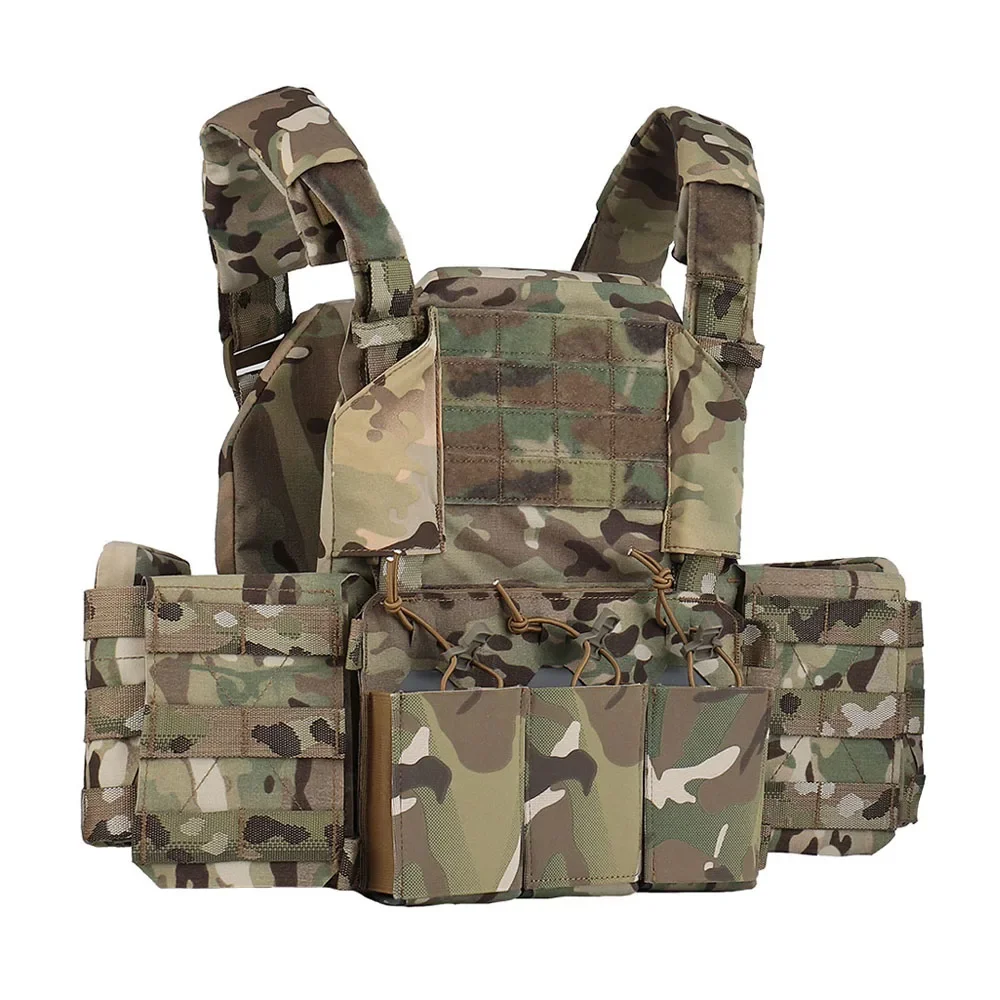 Portador de placa táctico THORAX con bolsa Triple para revistas, chaleco de caza de combate MOLLE, bolsa frontal y bolsa trasera, equipo Airsoft - imagen 2