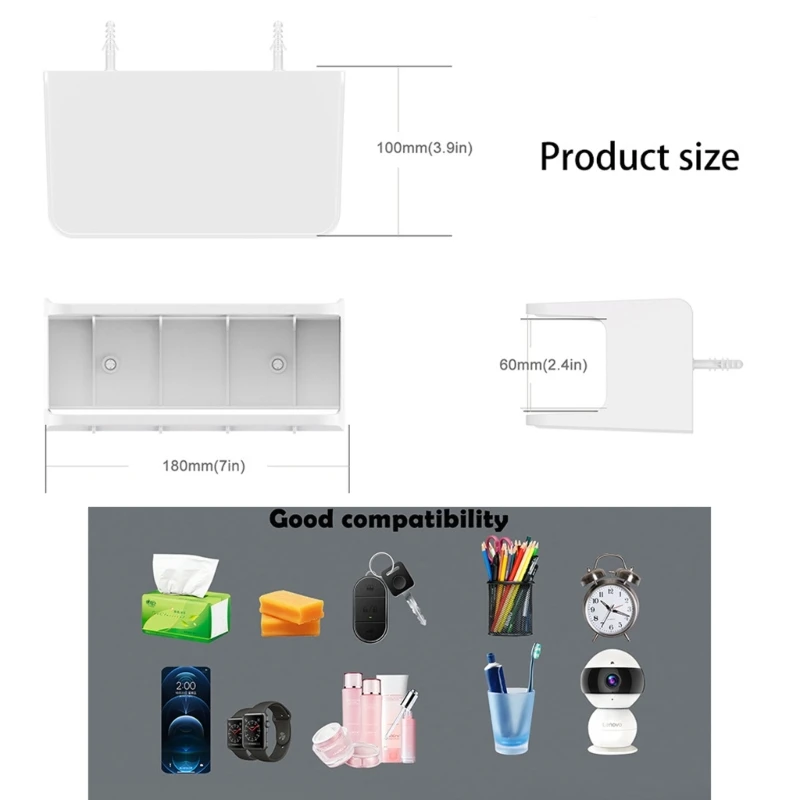 Soporte para teléfono montado en pared doble capa, diseño Universal para dormitorio, baño, cocina, organizadores ABS - imagen 2