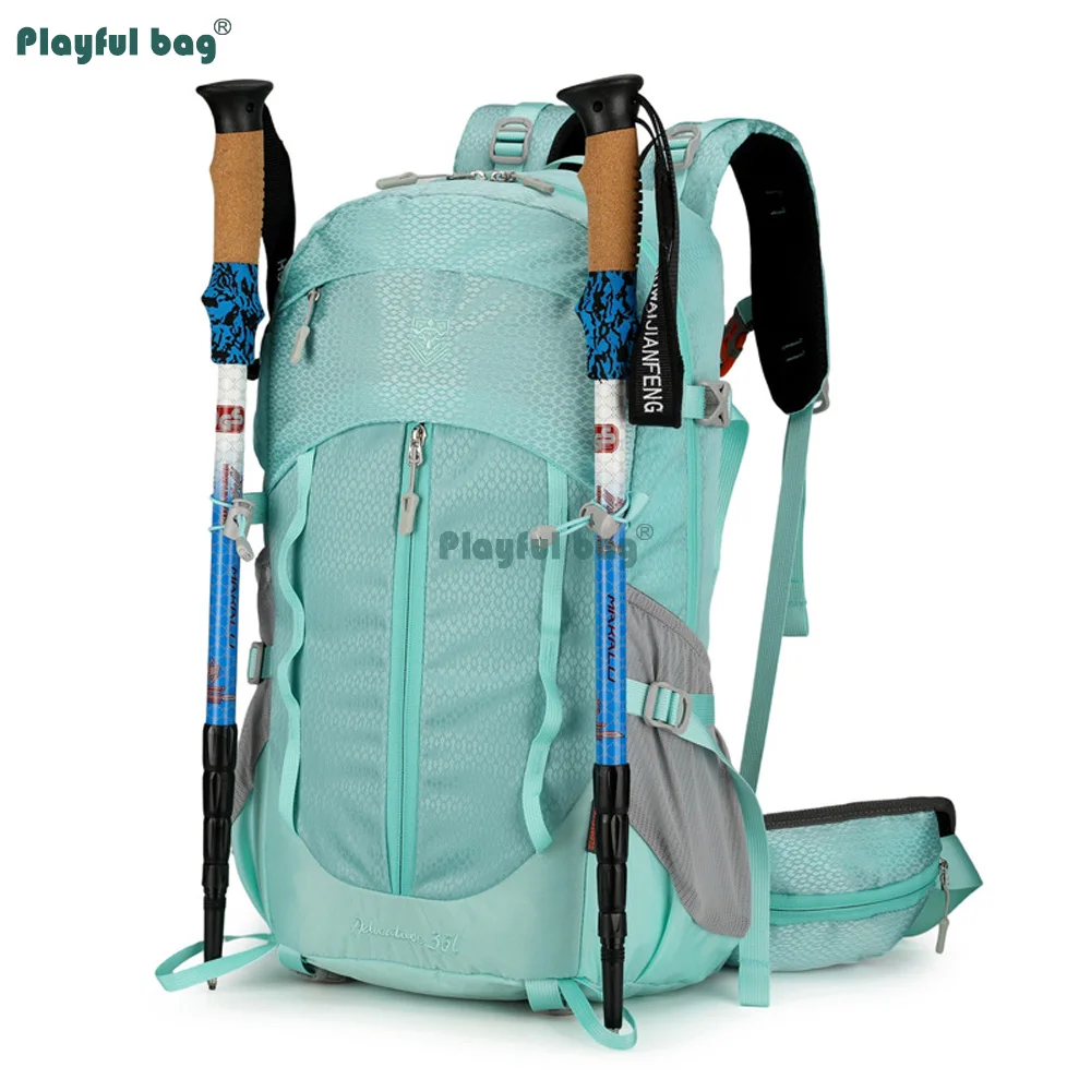 Mochila de trekking liviana - Mochila de senderismo de gran capacidad con cubierta para la lluvia - Mochila deportiva para acampar al aire libre AVA345 - imagen 3