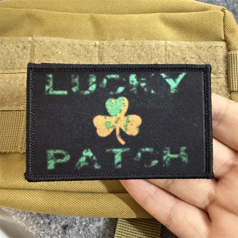 Parche de la suerte, Chevron táctico, parches de trébol con gancho y bucle, insignia de moral militar, brazalete, mochila, pegatina decorativa para ropa - imagen 4