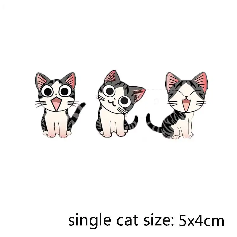Juego de pegatinas térmicas de animales lindos para ropa, transferencia de hierro de mariposa para ropa, Parche de dibujos animados para ropa, oso y gato - imagen 2