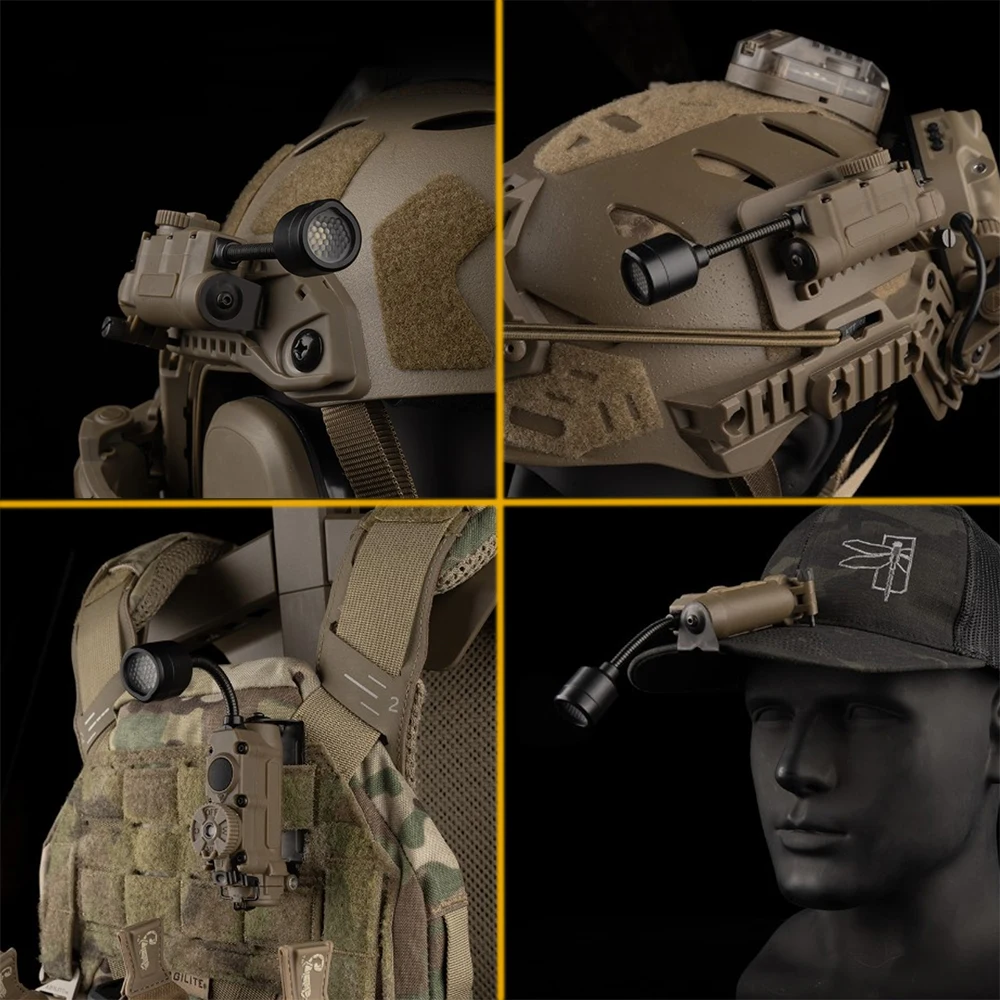 Luz táctica para casco con tallo Flexible, luz de señal de supervivencia Airsoft de 76 lúmenes con Clip para casco, soporte de riel de arco para sistema Molle - imagen 4