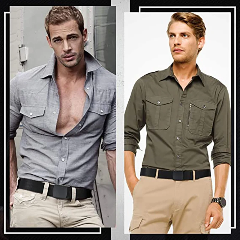 Cinturón de nailon con hebilla automática militar para hombre, cinturón de lona táctico multifuncional para caza al aire libre, alta calidad, 2 uds. - imagen 5