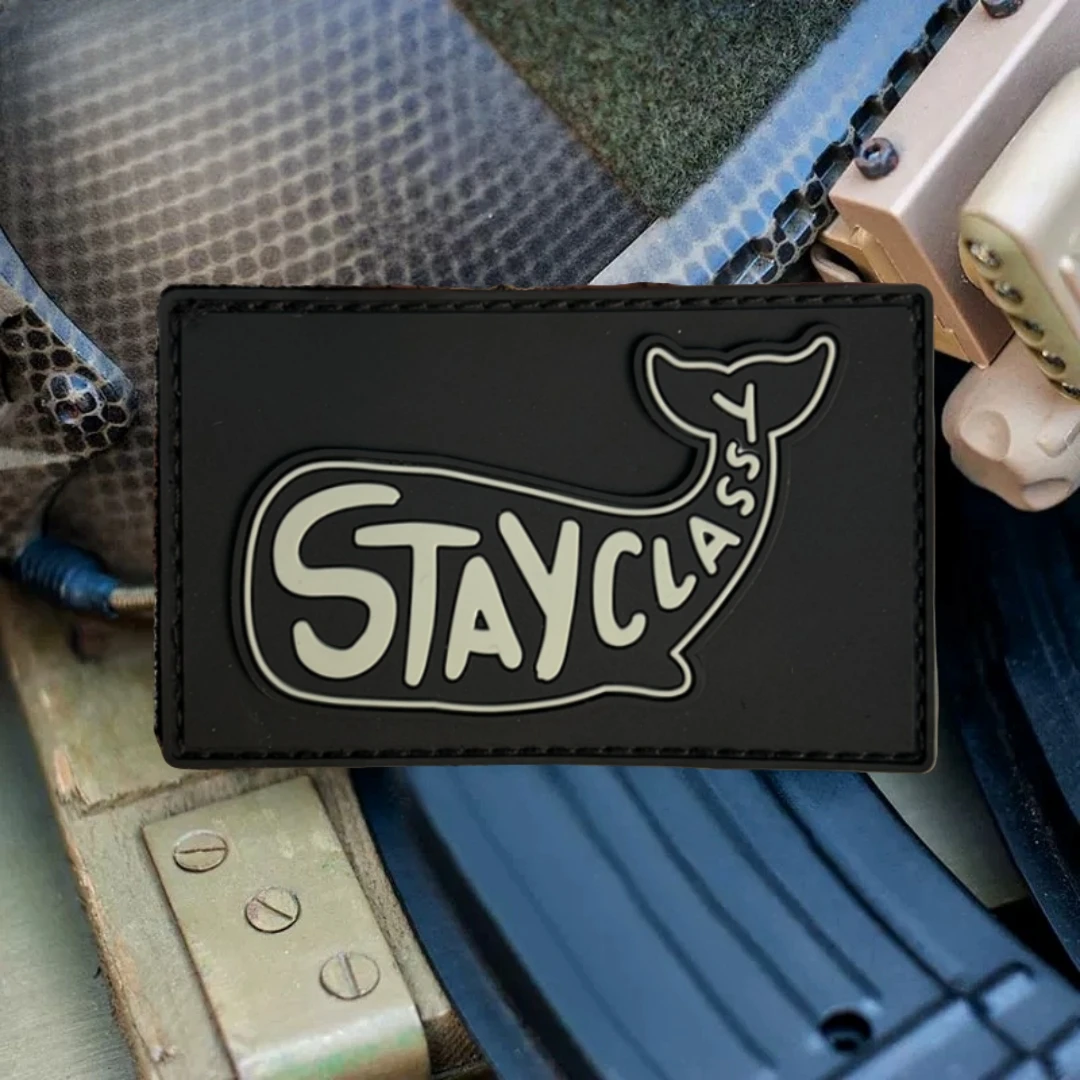 Parches de gancho y bucle de PVC 3D de ballena "Stay Classy" para ropa, insignia de moral táctica, brazalete militar, mochila, apliques adhesivos - imagen 5