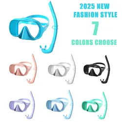 Nueva máscara de buceo antivaho 180 °   Lente de vista, juego de snorkel de silicona suave pura, gafas de entrenamiento de natación con snorkel ajustables para bucear