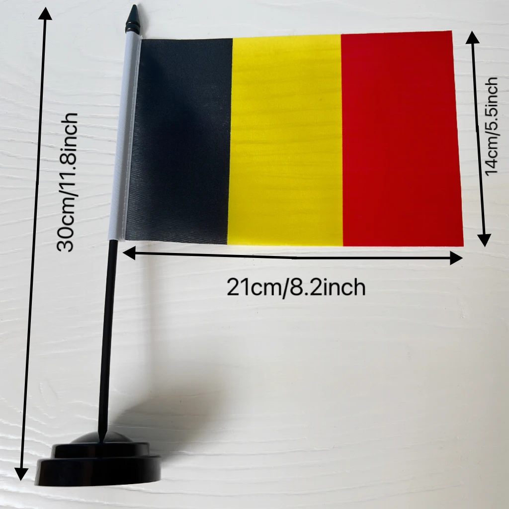 Bandera de escritorio de oficina de 14x21cm, bandera de Bélgica, bandera nacional de países, bandera de escritorio en miniatura con poste de 30cm, eventos festivos en casa - imagen 5