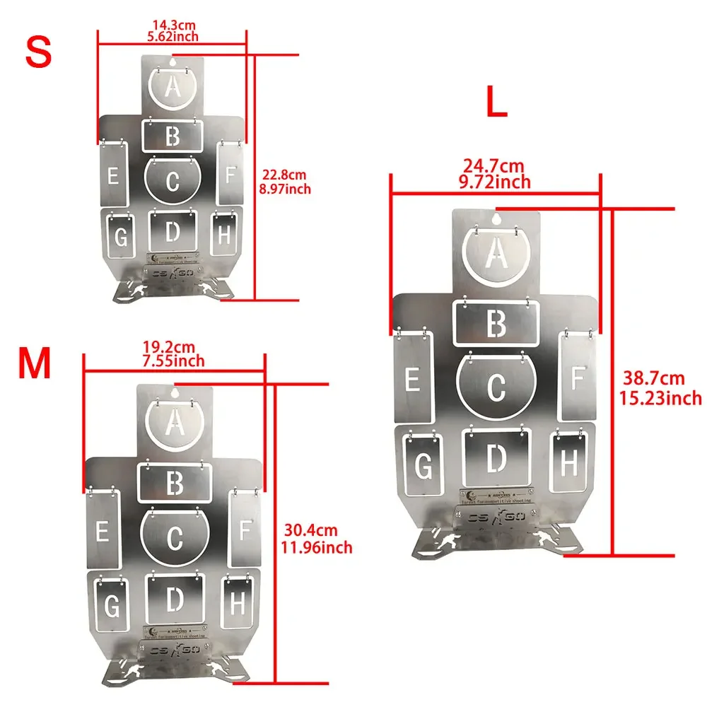 Objetivo de tiro de acero inoxidable S/M/L para tirachinas, bola de acero, objetivo de pistola, objetivo de entrenamiento de tiro con arco, soporte de objetivo - imagen 3
