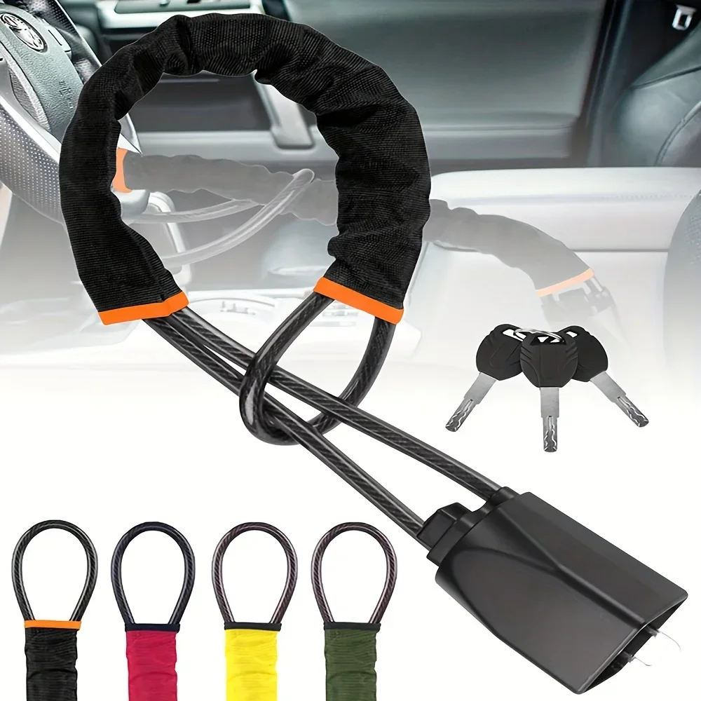 Hebilla de cinturón de seguridad, dispositivo antirrobo Universal para volante de coche, bloqueo de Cable de acero, bloqueo de cuerda de alambre de acero, Mo