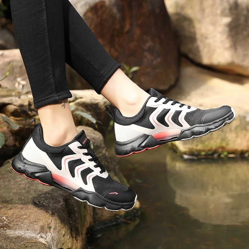 CAMSSOO-zapatos de senderismo de malla para hombre y mujer, botas de Trekking al aire libre, turismo, montaña, agua, zapatillas de escalada transpirables, zapatos de pez al tobillo - imagen 4