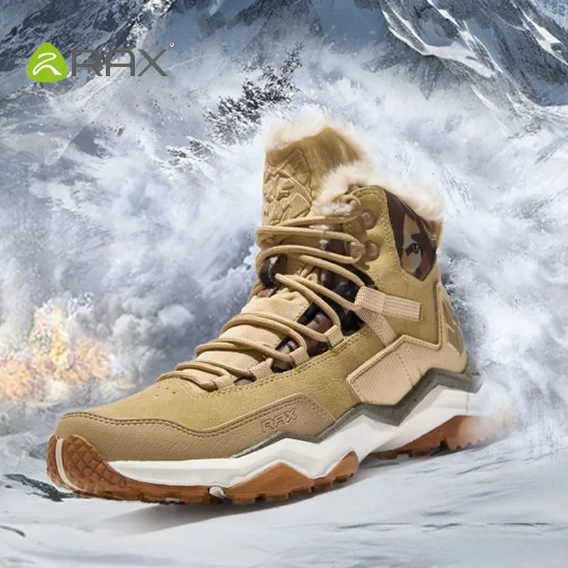 RAX-zapatos de senderismo impermeables para hombre, zapatillas de invierno para exteriores, trekking de montaña, turismo al aire libre, calzado para correr, botas de nieve cálidas de felpa