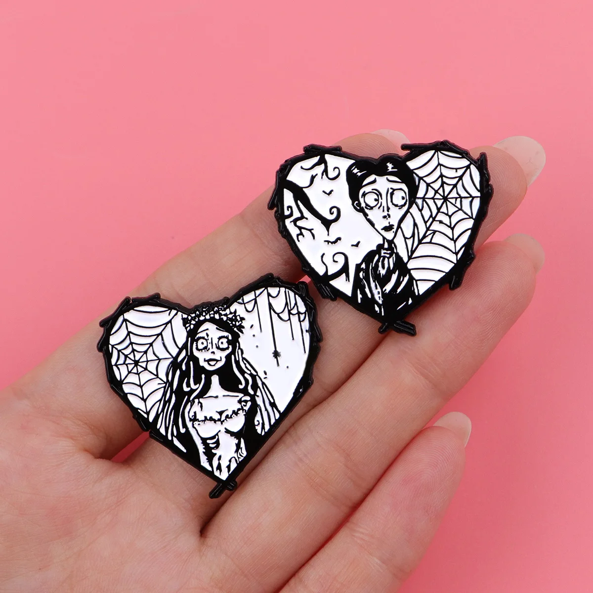 Pin esmaltado de película de terror, Pin de solapa, broche de corazón de dibujos animados, conjunto de decoración de ropa, alfileres de Metal, mochila, sombrero, insignia, accesorios, 5 uds. - imagen 3