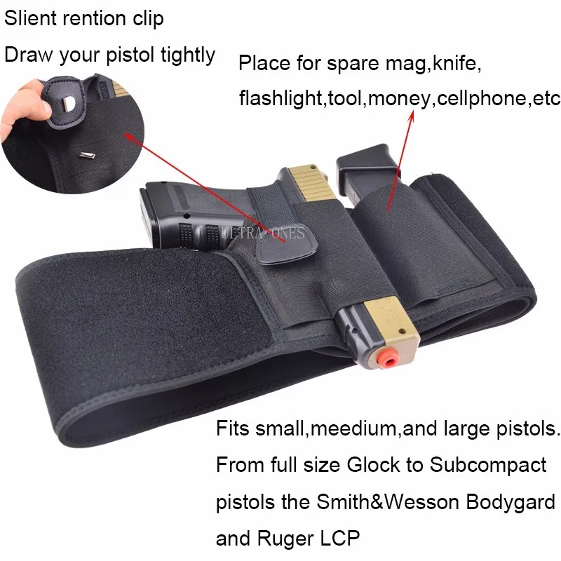 Funda de cinturón táctico para caza y tiro, banda para el vientre, funda de pistola para Glock, Smith, Wesson, Bodyguard, Sig Sauer - imagen 2