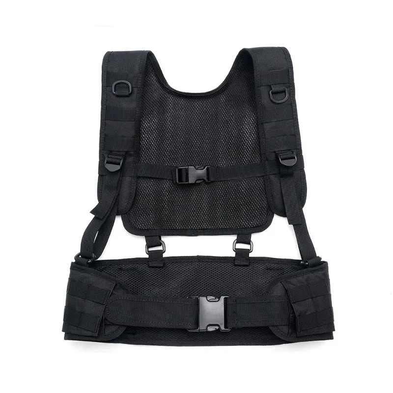 Chaleco táctico Molle, cinturón en forma de H para hombres, faja militar con correa para el hombro, equipo de caza Airsoft ajustable acolchado suave - imagen 3