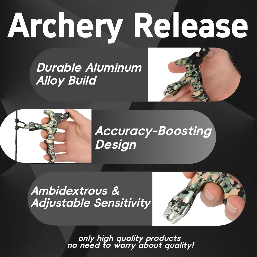 Liberación del arco compuesto de tiro con arco de 4 dedos 360 °   Accesorios de tiro ajustables de aleación de aluminio LH/RH de liberación de pulgar de caza giratoria - imagen 3