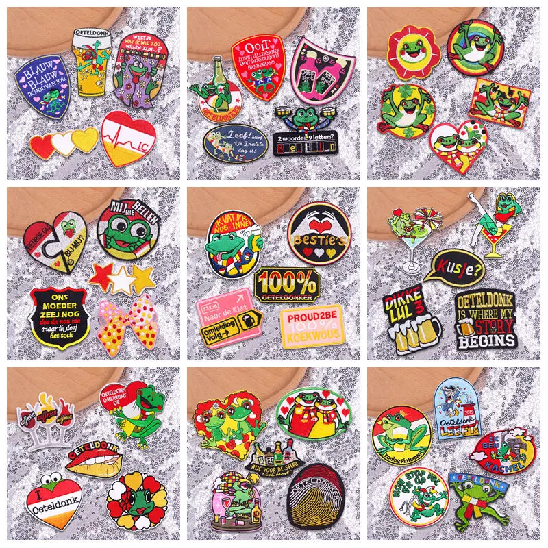 Juego de 3-6 uds de parches Oeteldonk Iorn de Países Bajos para ropa, parche bordado con emblema de Oeteldonk, insignias de diseños personales, decoración - imagen 2