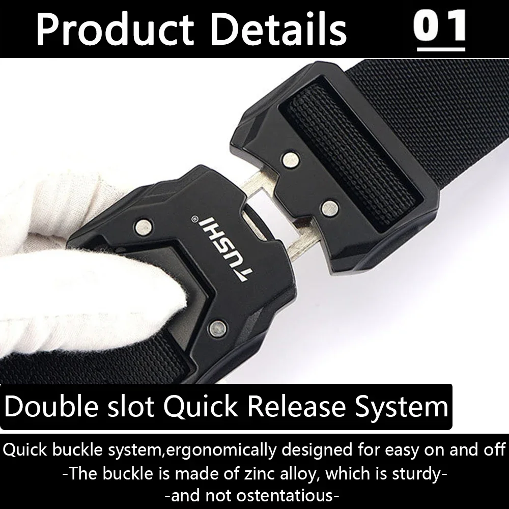 TUSHI 2025 cinturón táctico de secado rápido para hombre, hebilla de liberación rápida de aleación dura, cinturón de caza de nailon suave 1200D, equipo Airsoft masculino - imagen 5