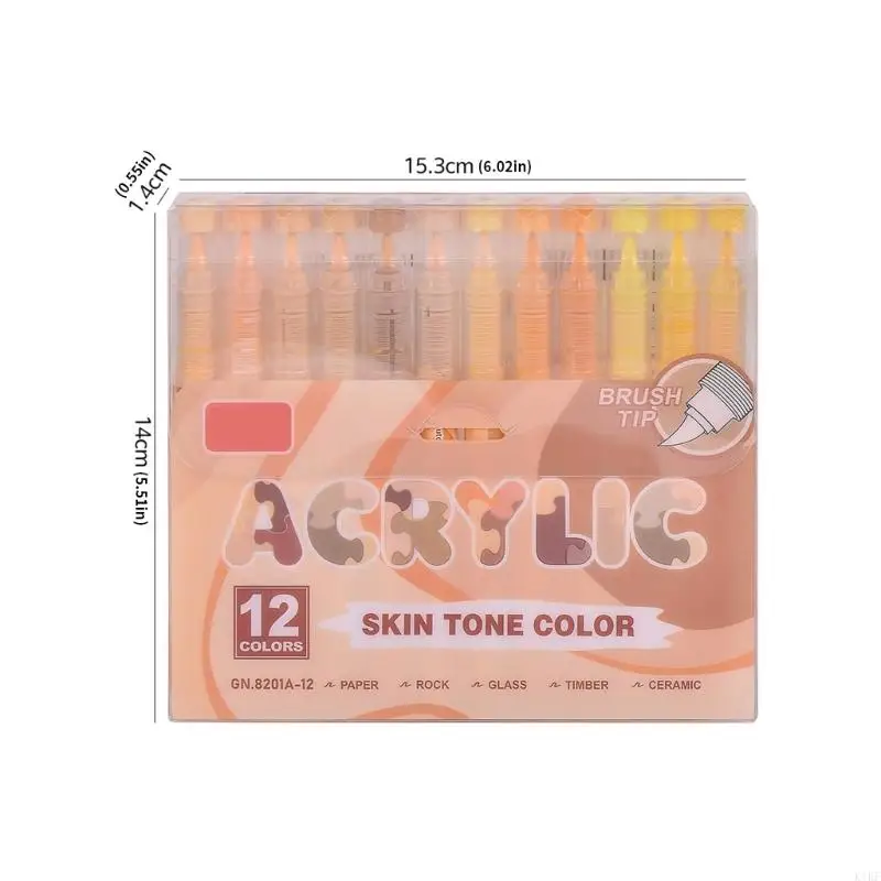 12 color Líquido pintura acrílica Marcador pintura acrílico Pincel Pincel para hacer dibujo para hacer álbumes recortes - imagen 5