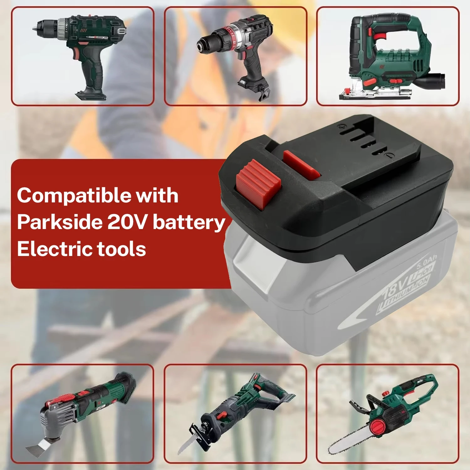 Convertidor adaptador de batería para batería de litio Milwaukee de 18V a accesorios de herramientas eléctricas de iones de litio Lidl Parkside X20V sin batería - imagen 5