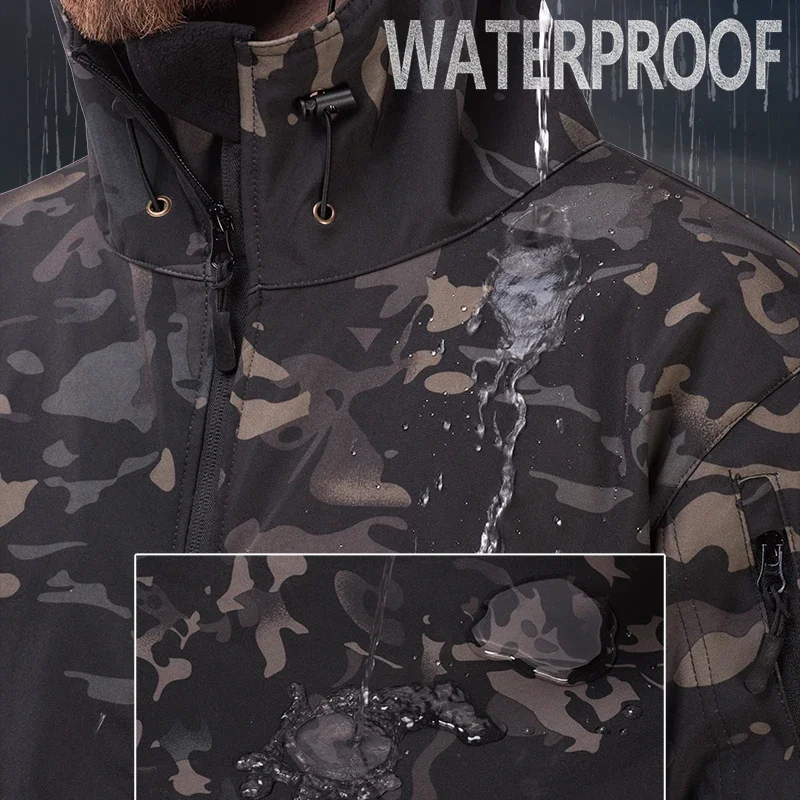 Chaqueta táctica, ropa de abrigo impermeable, pantalones a prueba de viento, chaqueta Softsell de camuflaje para caza, chaquetas de entrenamiento de combate, pantalones - imagen 4