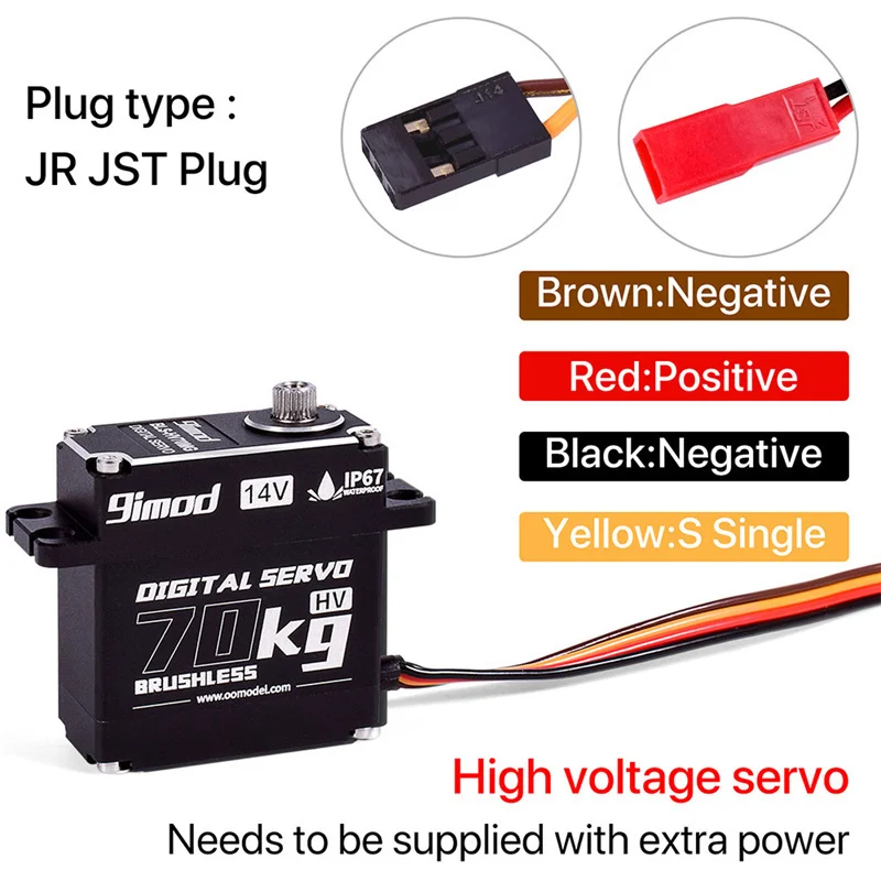 9imod-Servo Digital de alto voltaje para coche teledirigido, engranaje de Metal sin escobillas, resistente al agua, 50KG, 60KG, 70KG, 14V, 1/8 1/10 - imagen 4