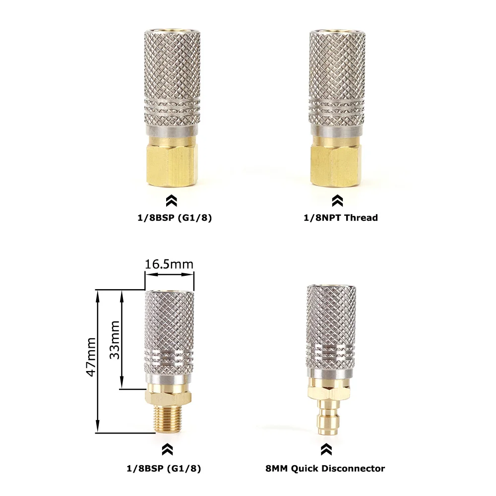 Toma adaptadora de liberación rápida de carga de aire extendida con rosca 1/8NPT 1/8 BSP(G1/8) o enchufe rápido
