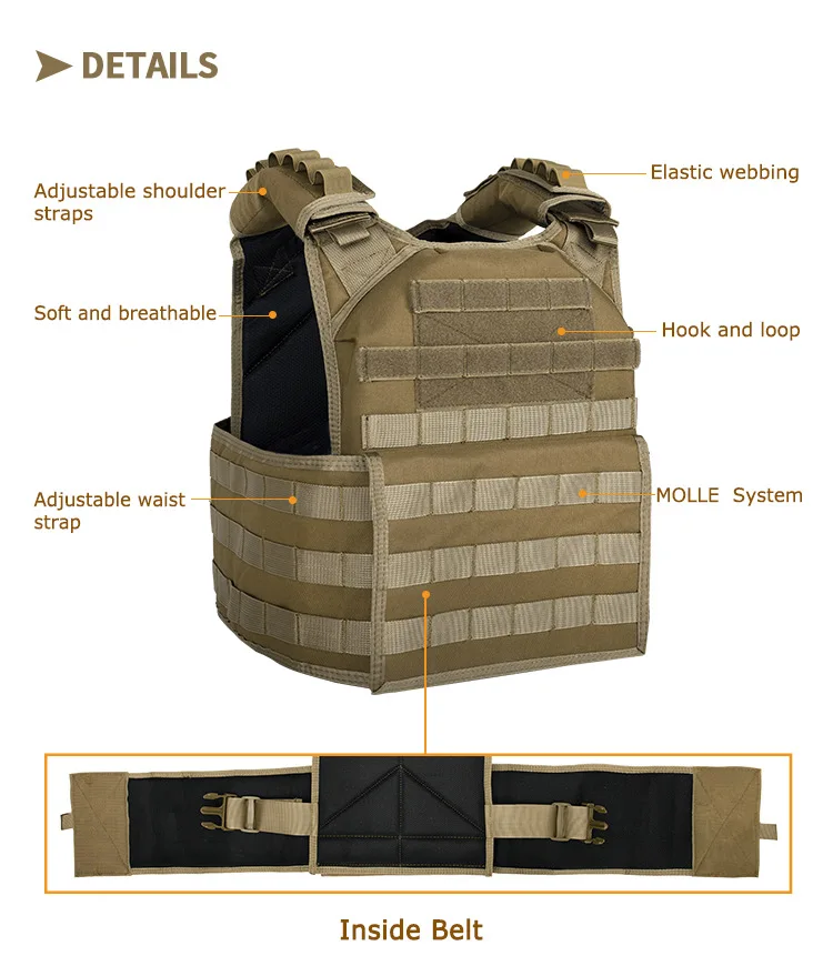 YAKEDA Chaleco táctico MOLLE protector camuflaje aire libre - imagen 4