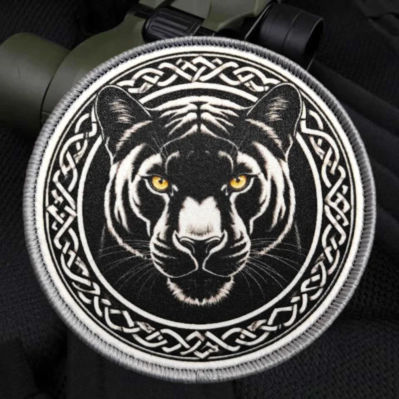 Parche con estampado redondo de guepardo, chaleco táctico, sombreros con gancho y bucle, insignia de moral, mochila, pegatinas decorativas, parches para brazalete para ropa