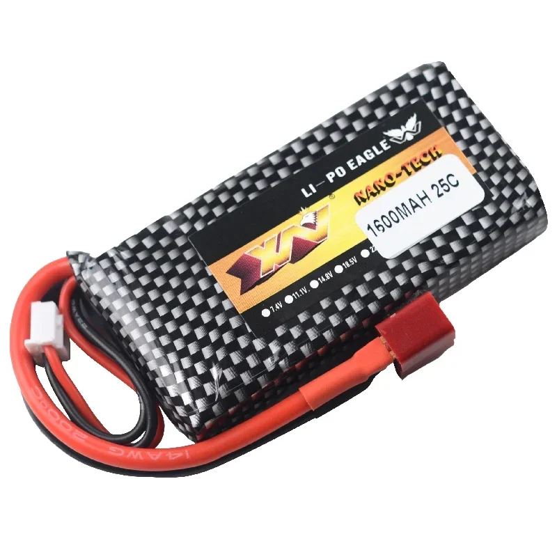 Batería Lipo de 7,4 v, 1600mah, 25C, con enchufe en T, para XLH 9125, Control remoto, piezas de repuesto para coche Rc - imagen 3