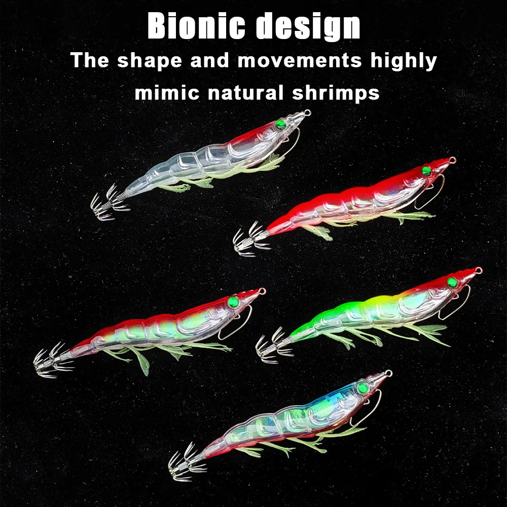 Cebo de camarón suave luminoso de 13cm, anzuelo de calamar brillante, cebo de camarón Artificial, anzuelo de pesca nocturna de agua salada, anzuelo de sepia - imagen 2