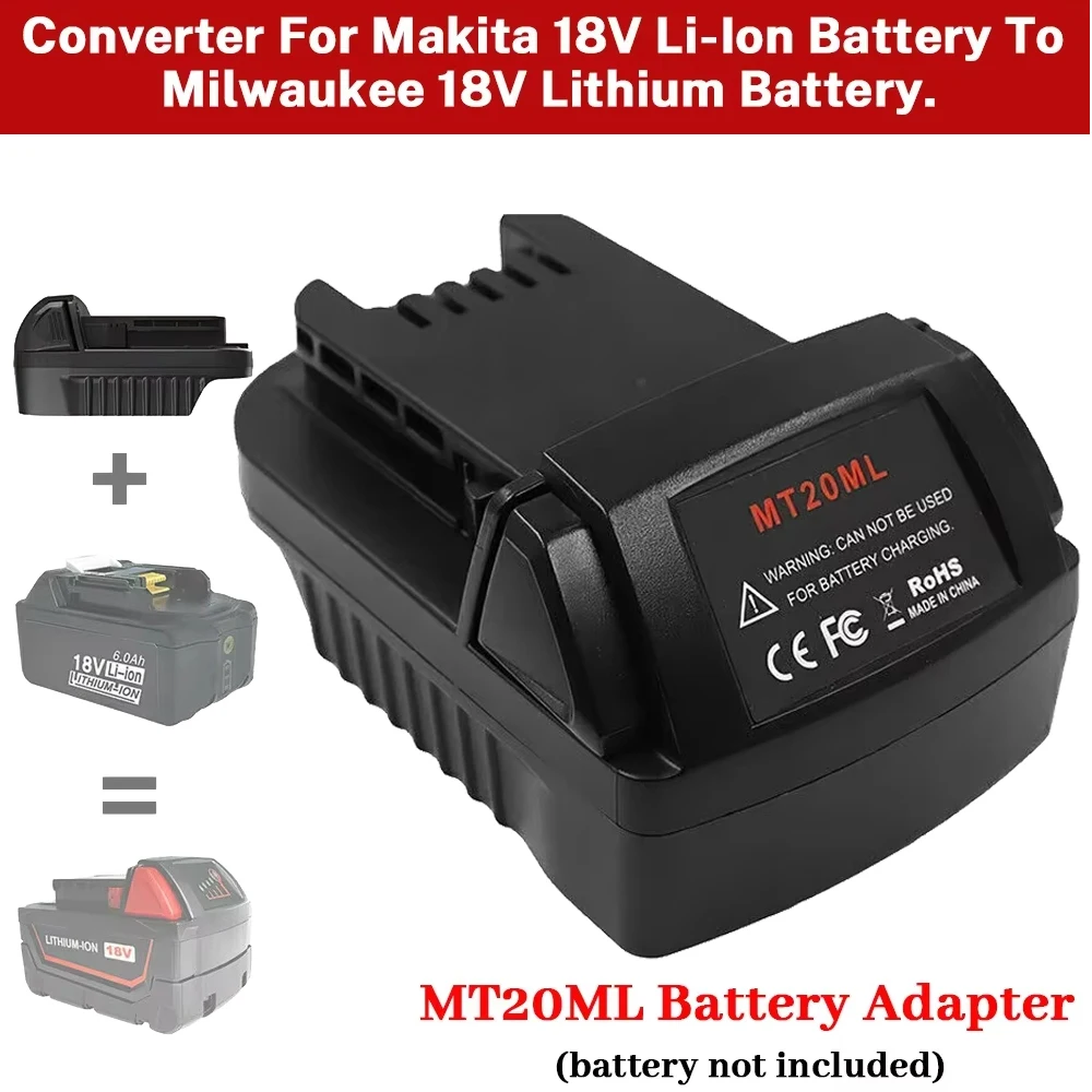 Nueva actualización de adaptador de batería MT20ML para batería Makita de 18V, convertir a herramientas Milwaukee M18 de 18V, convertidor de batería