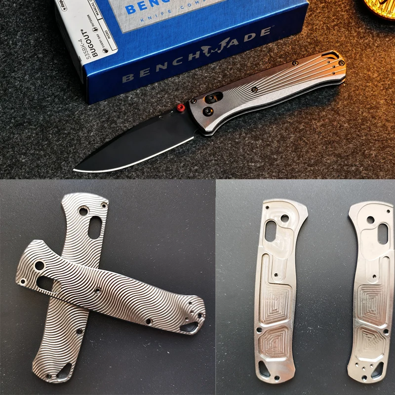 Básculas con mango de titanio con diseño de onda personalizado para cuchillo Bugout 535, pieza de accesorios para hacer bricolaje - imagen 2