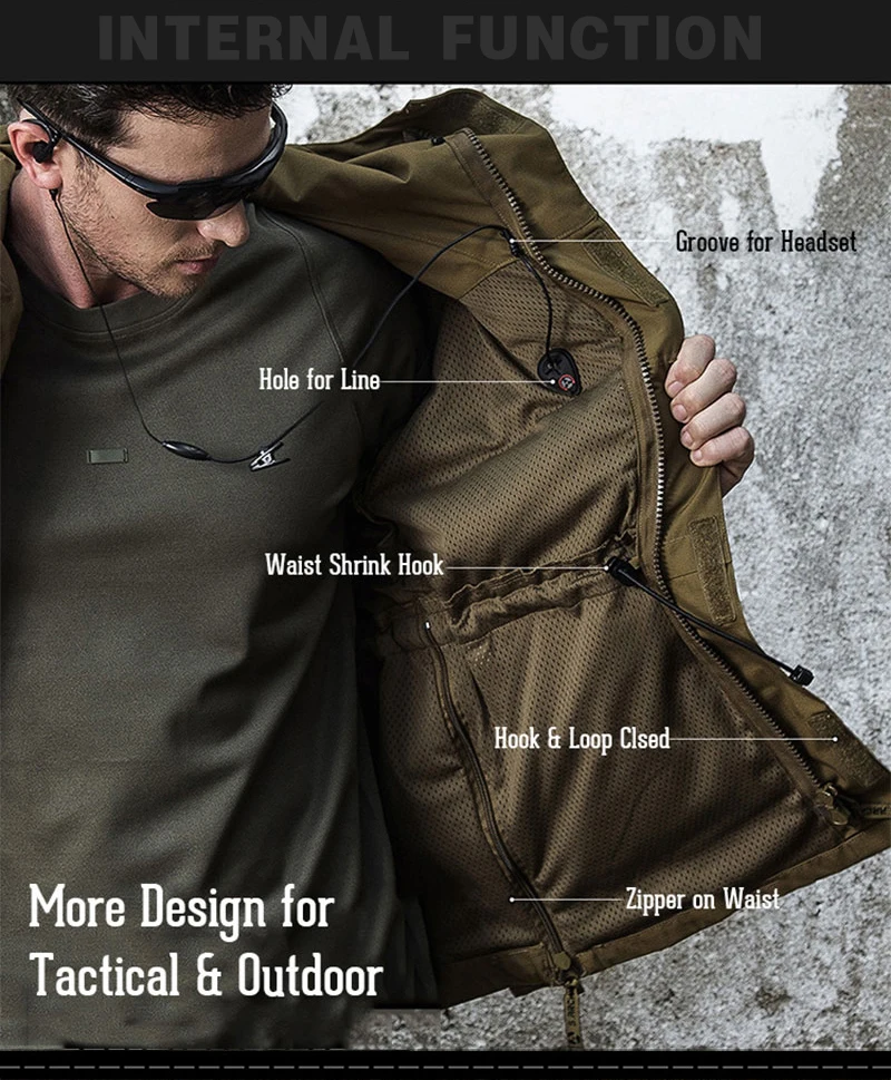 Chaqueta táctica militar M65 para hombre, cortavientos impermeable, abrigo cálido con capucha para deportes al aire libre, pesca, caza y senderismo - imagen 4