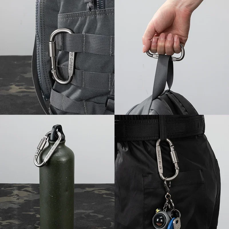 EXCELLENT ELITE-mosquetón de aluminio de 2 piezas, Clip de llavero EDC fuerte y ligero, anillo en D, para Camping, pesca, senderismo - imagen 3