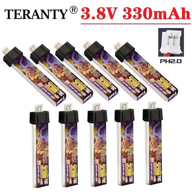 TERANTY MAX-batería Lipo 1S 3,8 V 330mAh 70C PH2.0 para Dron US65 UK65 Inductrix Beta65S URUAV UR65 Mobula 7 Tiny Whoop