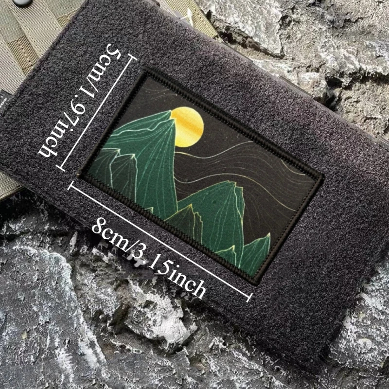 Parche Táctico con Diseño de Paisaje Montañoso, Insignia de Moral, Impreso, con Gancho y Bucle, Accesorio para Mochila, Ropa, Adhesivo Decorativo, Brazalete - imagen 4