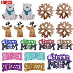 Parche bordado con lentejuelas oso polar hierro para ropa