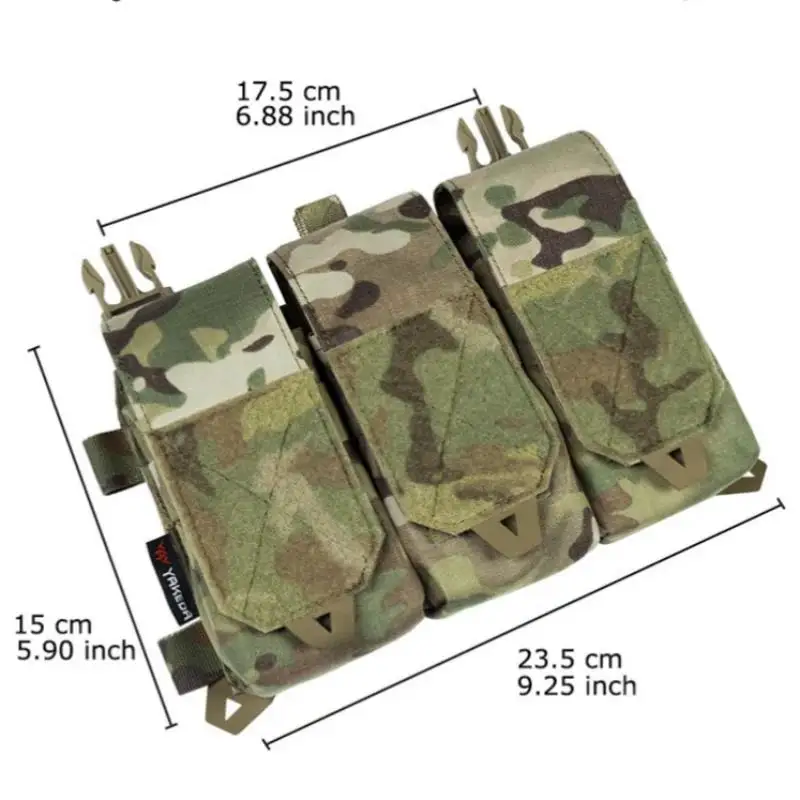 YAKEDA Bolsa triple para revistas con inserto de bolsa magnética de liberación rápida, hebillas UTX porta revistas combinado 5,56/7,62 - imagen 4