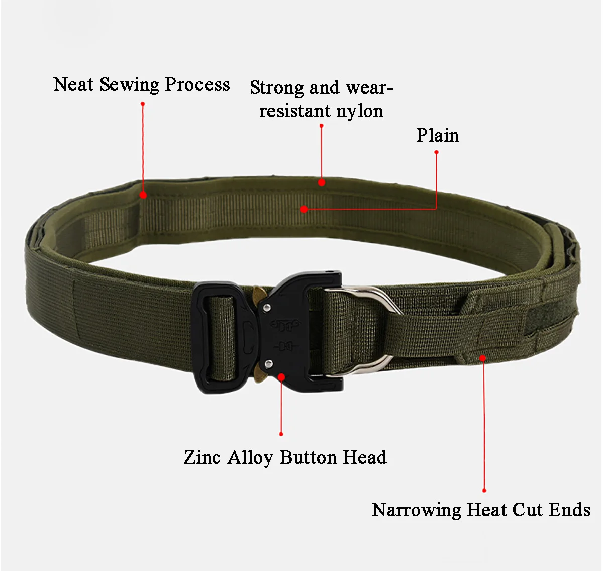 Cinturón de combate de guerra de 1,5 pulgadas de ancho, cinturón táctico de nailon multifuncional, grueso, hebilla de Metal de doble capa - imagen 3