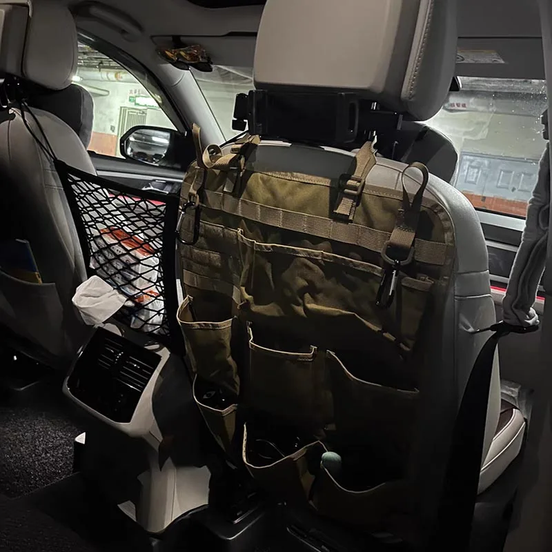 Bolsa de almacenamiento ligera para asiento trasero de coche, bolsas para colgar en la pared, diseño multibolsillo, bolsa Molle táctica para caza, bolsa de accesorios para coche