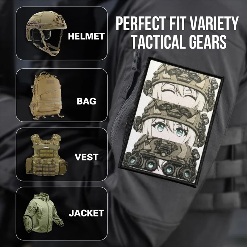 Parche con estampado de ojos de Chica de Anime, chaleco táctico, insignia de moral con gancho y bucle, pegatinas decorativas para mochila, parches para brazalete para ropa